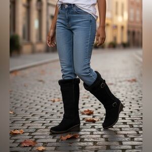 Baretraps Suede Boots Size 9.5 Med Faux Fur Lined Knee High Boots